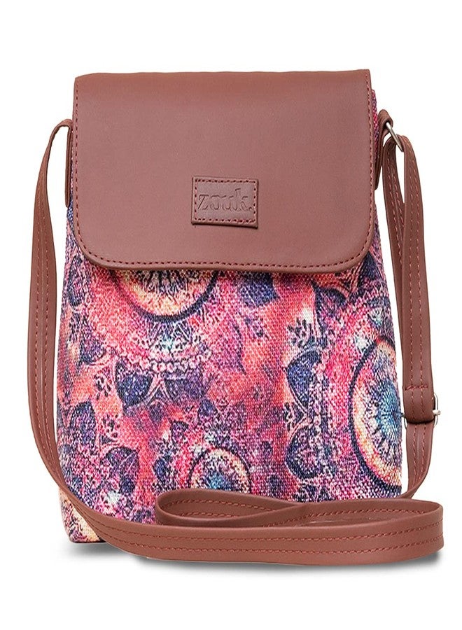 ZOUK حقيبة زوك ذات الغطاء القلاب | حقائب كروس بودي للنساء | حقائب يد نسائية | أنيقة | حقيبة سهرة من الجلد النباتي | مناسبة للسفر والعمل | محفظة | طبعة شاكرا الفضاء - Image 1